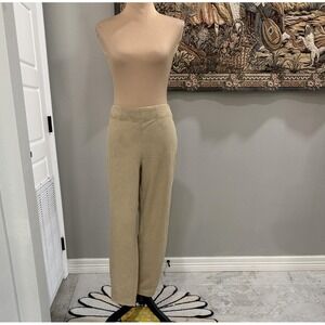 Max Studio Pants Womens XL Beige Microfiber Straight Leg Pull On Stretch Casual